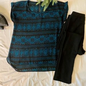 Black and Blue/Teal Blouse